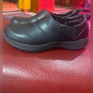 L.L. Bean Black Leather Slip-on Clogs